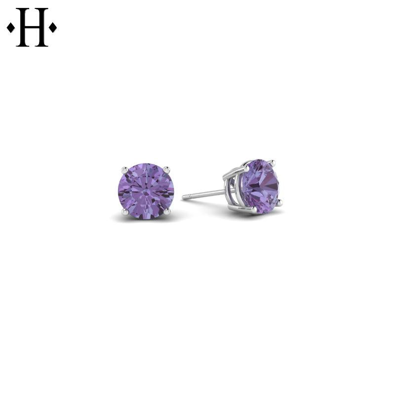 14KW 4mm Violet Tanzanite Earrings