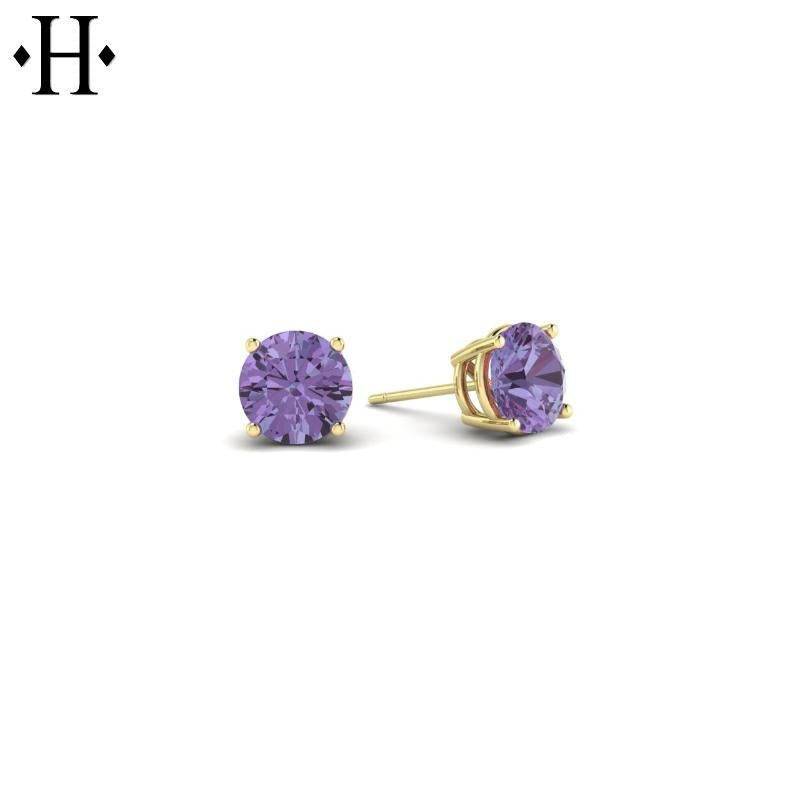 14KY 4mm Violet Tanzanite Earrings