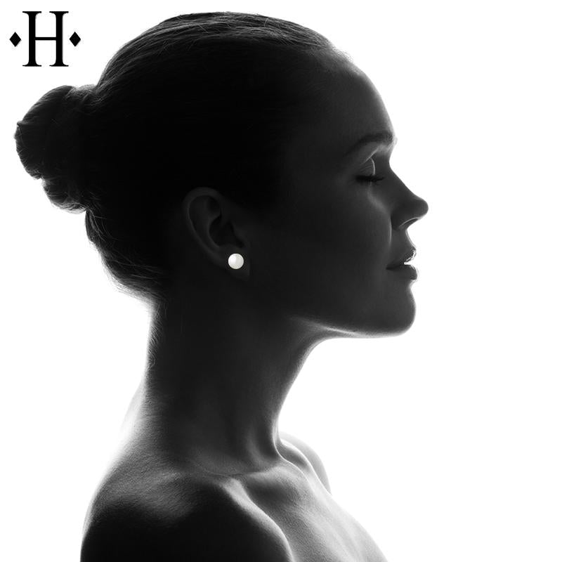 14KW 7mm Cultured White Akoya Pearl Earrings