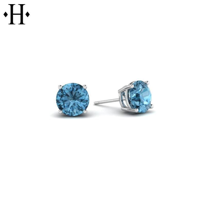 14KW 5mm Swiss Blue Topaz Earrings