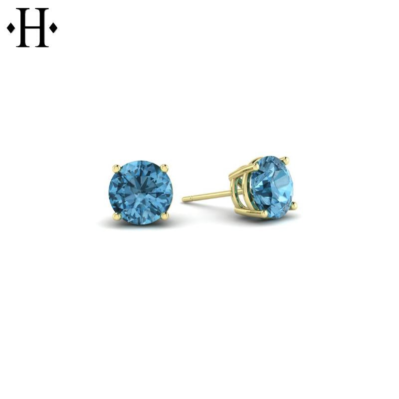 14KY 5mm Swiss Blue Topaz Earrings