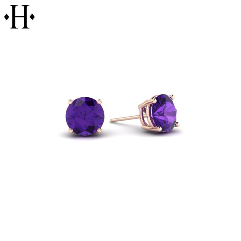 14KR 5mm Amethyst Earrings