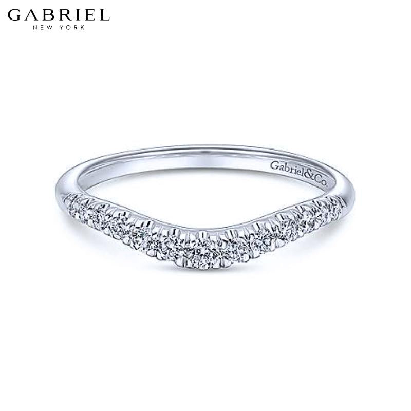 14KW 0.23ctw Natural Diamond Curved Ring 3.7mm
