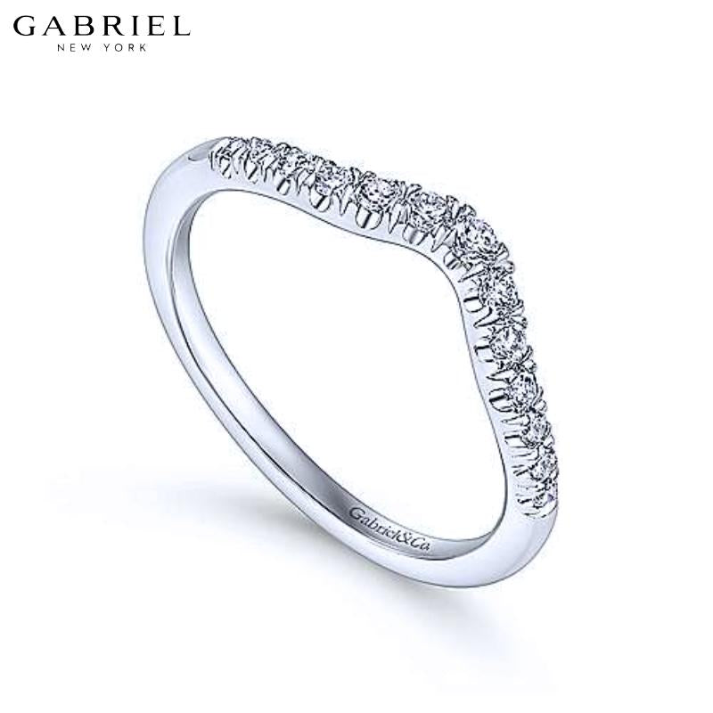 14KW 0.22ctw Natural Diamond Curved Ring 4.0mm