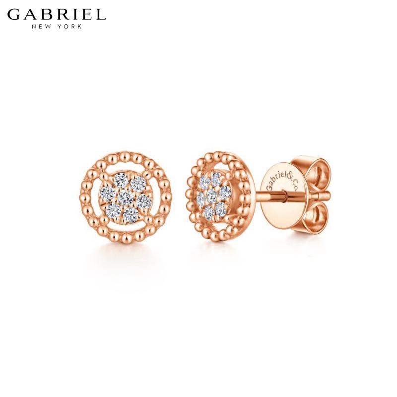 14KR 0.09ctw Natural Diamond Earrings 7.0mm