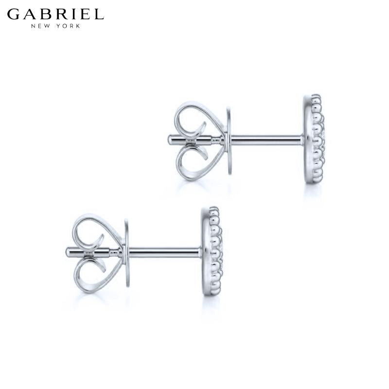 14KW 0.09ctw Natural Diamond Earrings 7.0mm