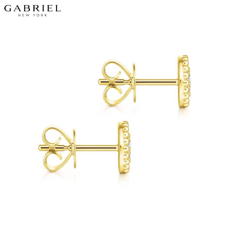 14KY 0.09ctw Natural Diamond Earrings 7.0mm