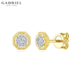 14KY 0.10ctw Natural Diamond Earrings 6.4mm