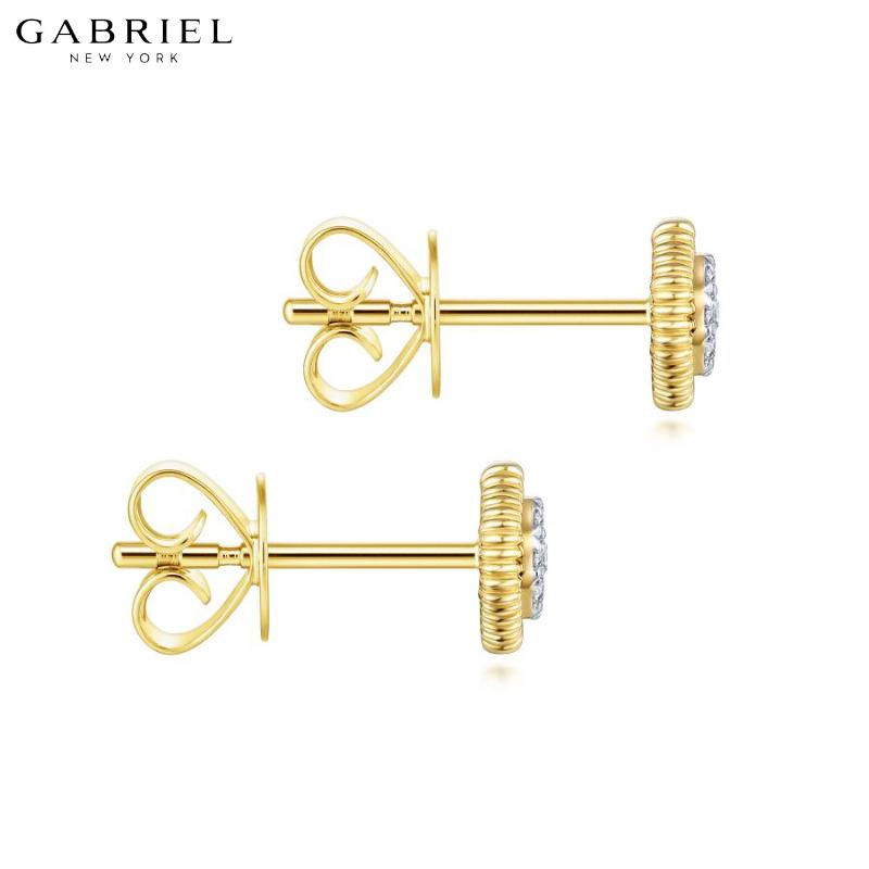 14KY 0.10ctw Natural Diamond Earrings 6.4mm