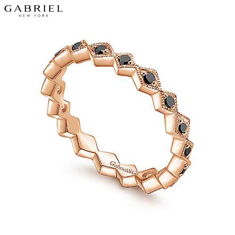 14KR 0.21ctw Black Diamond Ring 3.0mm