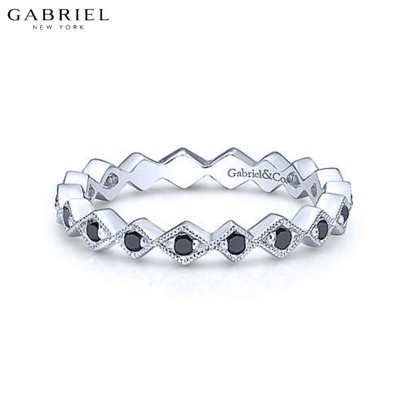 14KW 0.21ctw Black Diamond Ring 3.0mm