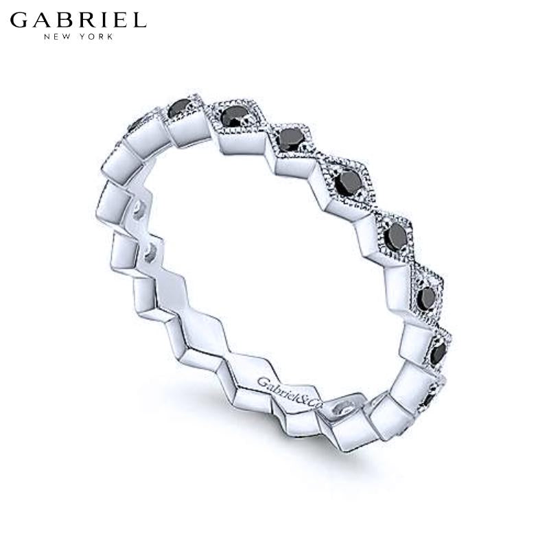 14KW 0.21ctw Black Diamond Ring 3.0mm