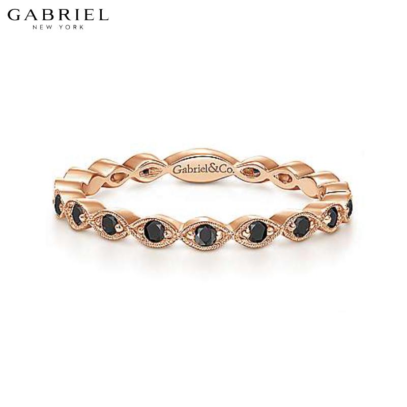 14KR 0.28ctw Black Diamond Ring 2.2mm