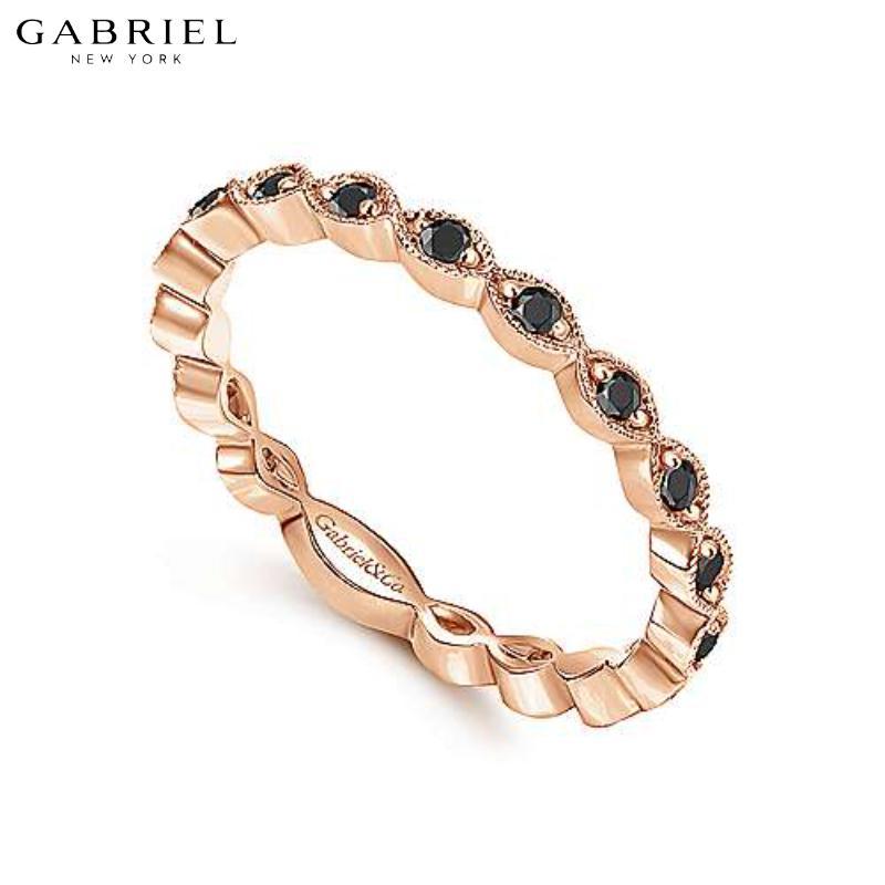 14KR 0.28ctw Black Diamond Ring 2.2mm