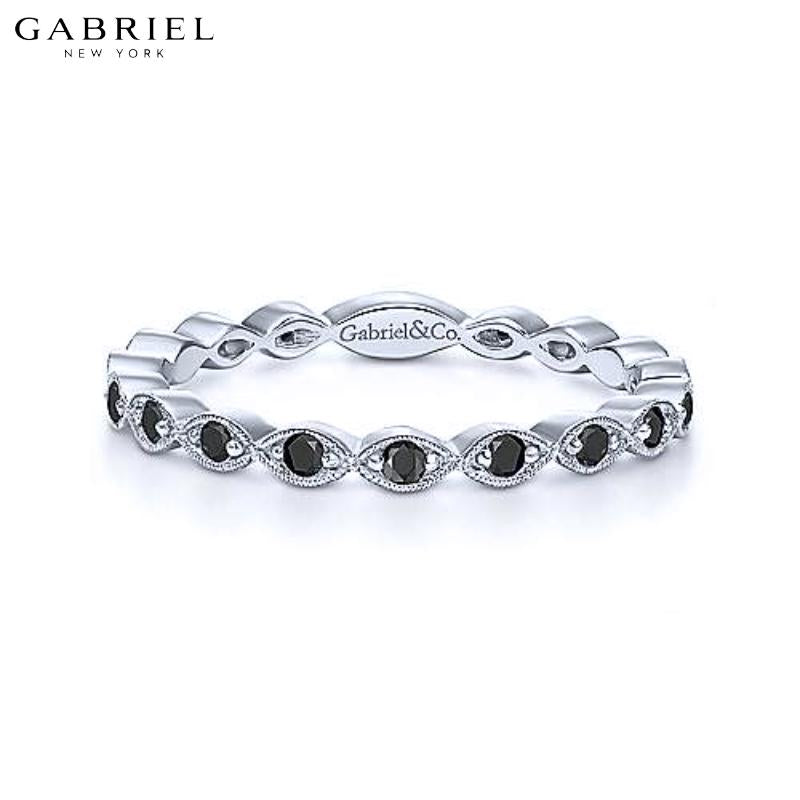 14KW 0.28ctw Black Diamond Ring 2.2mm