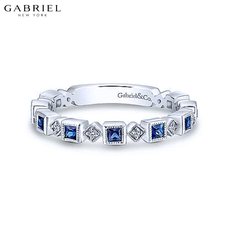 14KW Blue Sapphire & Diamond Ring 2.8mm