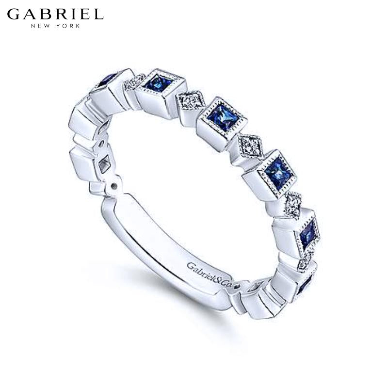 14KW Blue Sapphire & Diamond Ring 2.8mm