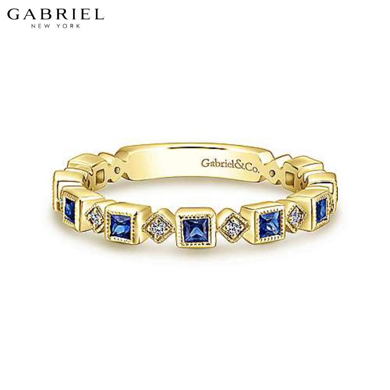 14KY Blue Sapphire & Diamond Ring 2.8mm