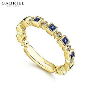 14KY Blue Sapphire & Diamond Ring 2.8mm