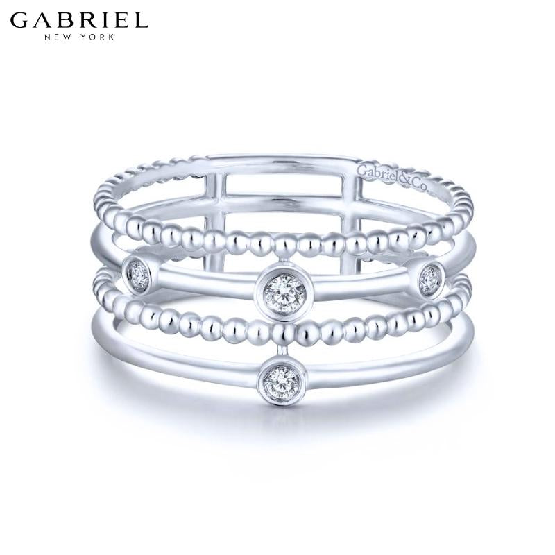 14KW 0.05ctw Natural Diamond Ring