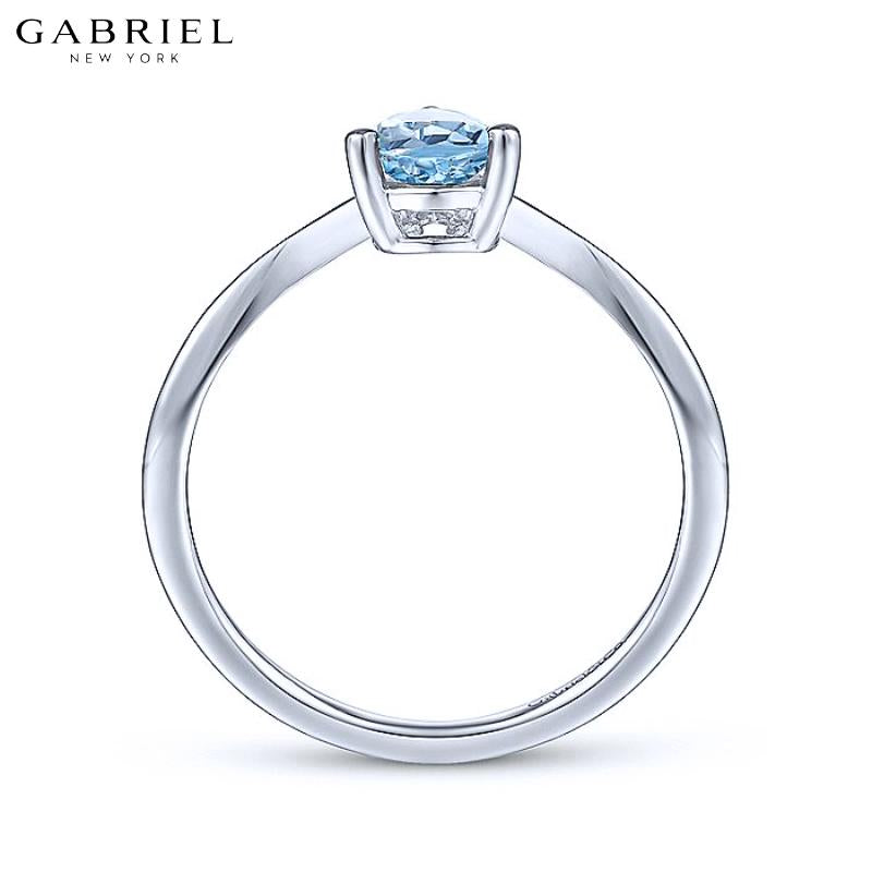 14KW 0.03ctw Natural Diamond & Blue Topaz Ring