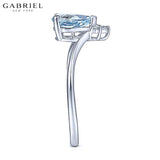 14KW 0.03ctw Natural Diamond & Blue Topaz Ring