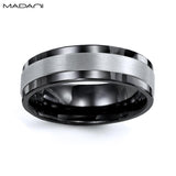 White Gold & Black Ceramic Ring 7mm
