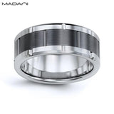 Tungsten Carbide & Black Ceramic Ring 9mm