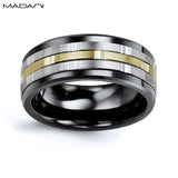 Yellow-White Gold & Black Ceramic Ring 9mm