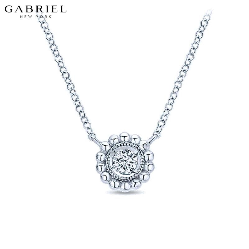 14KW 0.07ctw Natural Diamond Necklace