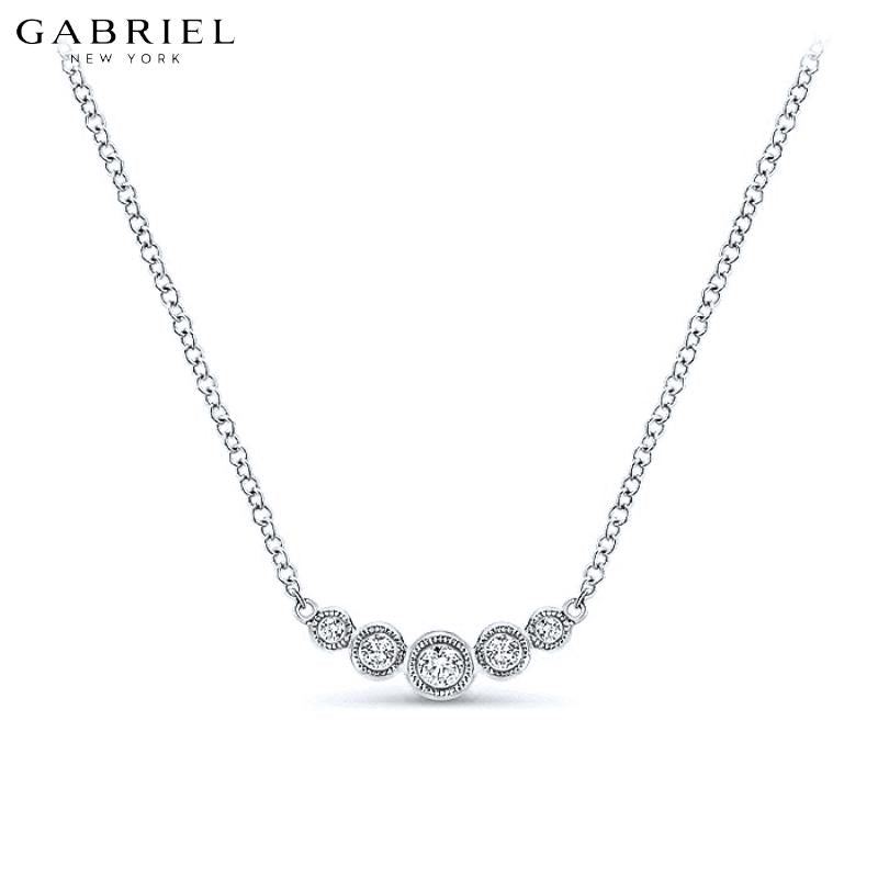 14KW 0.09ctw Natural Diamond Necklace