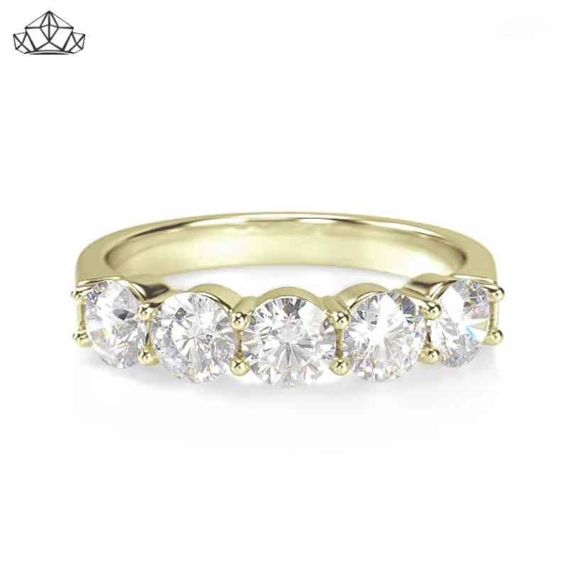 14KY 1.00ctw Shared Prong Natural Diamond Ring 4.5mm